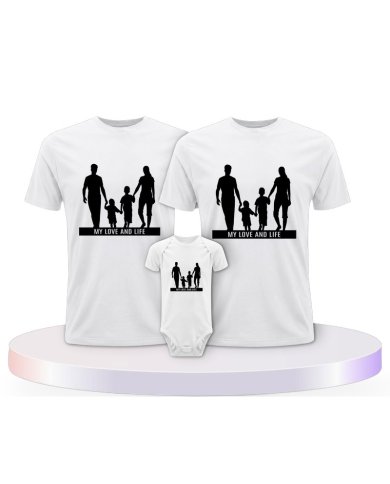 Familienlook T-Shirts mit My Love and Life | Paarpulli