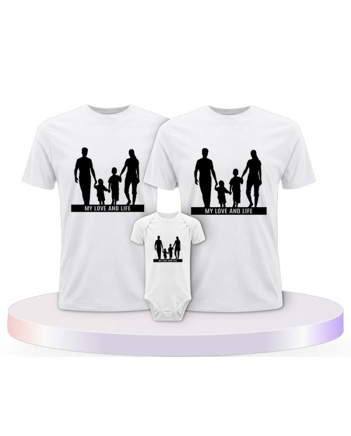 Familienlook T-Shirts mit My Love and Life | Paarpulli