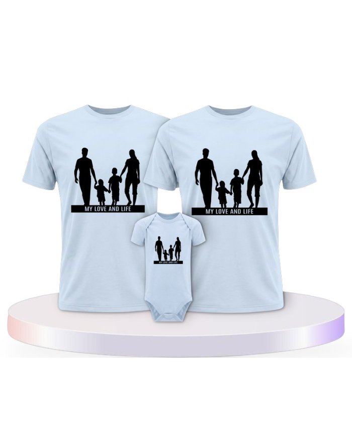 Familienlook T-Shirts mit My Love and Life | Paarpulli