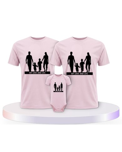 Familienlook T-Shirts mit My Love and Life | Paarpulli