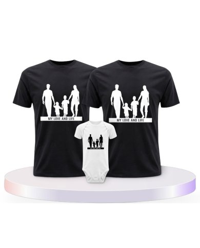 Familienlook T-Shirts mit My Love and Life | Paarpulli