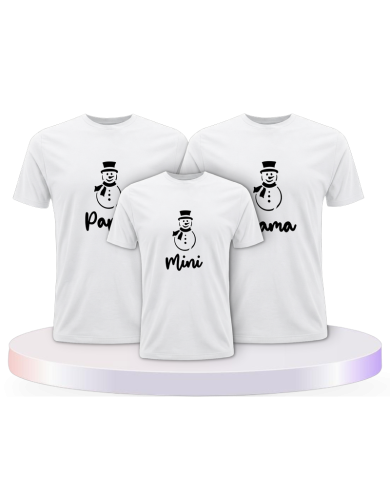 Familienlook T-Shirts mit Schneemann Papa Mama und Mini | Paarpulli