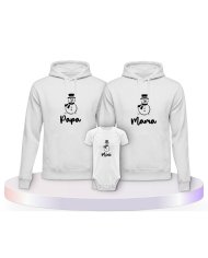 Familienlook Hoodies mit Schneemann Papa Mama und Mini | Paarpulli