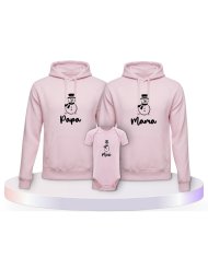 Familienlook Hoodies mit Schneemann Papa Mama und Mini | Paarpulli