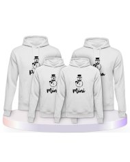 Familienlook Hoodies mit Schneemann Papa Mama und Mini | Paarpulli