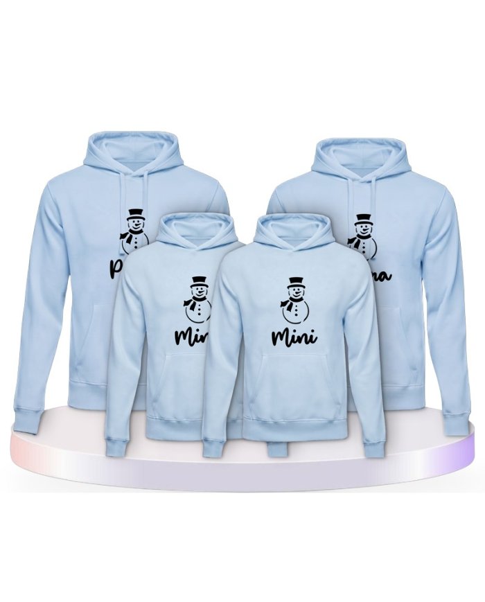 Familienlook Hoodies mit Schneemann Papa Mama und Mini | Paarpulli