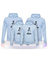 Familienlook Hoodies mit Schneemann Papa Mama und Mini | Paarpulli