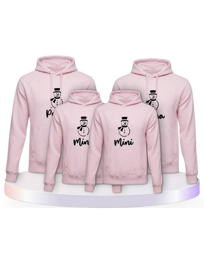 Familienlook Hoodies mit Schneemann Papa Mama und Mini | Paarpulli