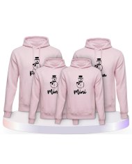 Familienlook Hoodies mit Schneemann Papa Mama und Mini | Paarpulli