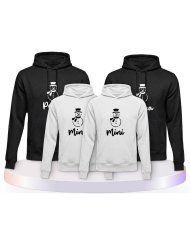 Familienlook Hoodies mit Schneemann Papa Mama und Mini | Paarpulli