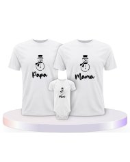 Familienlook T-Shirts mit Schneemann Papa Mama und Mini | Paarpulli
