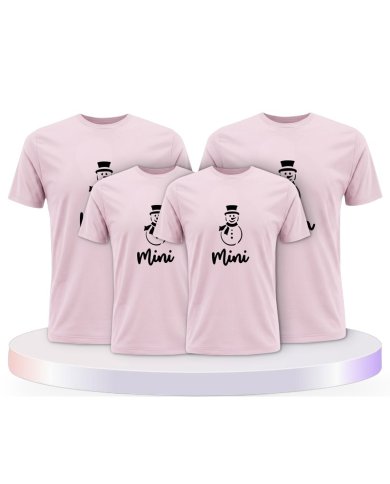 Familienlook T-Shirts mit Schneemann Papa Mama und Mini | Paarpulli