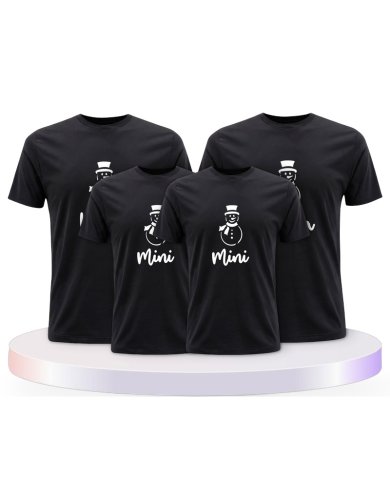 Familienlook T-Shirts mit Schneemann Papa Mama und Mini | Paarpulli