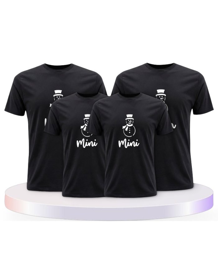 Familienlook T-Shirts mit Schneemann Papa Mama und Mini | Paarpulli