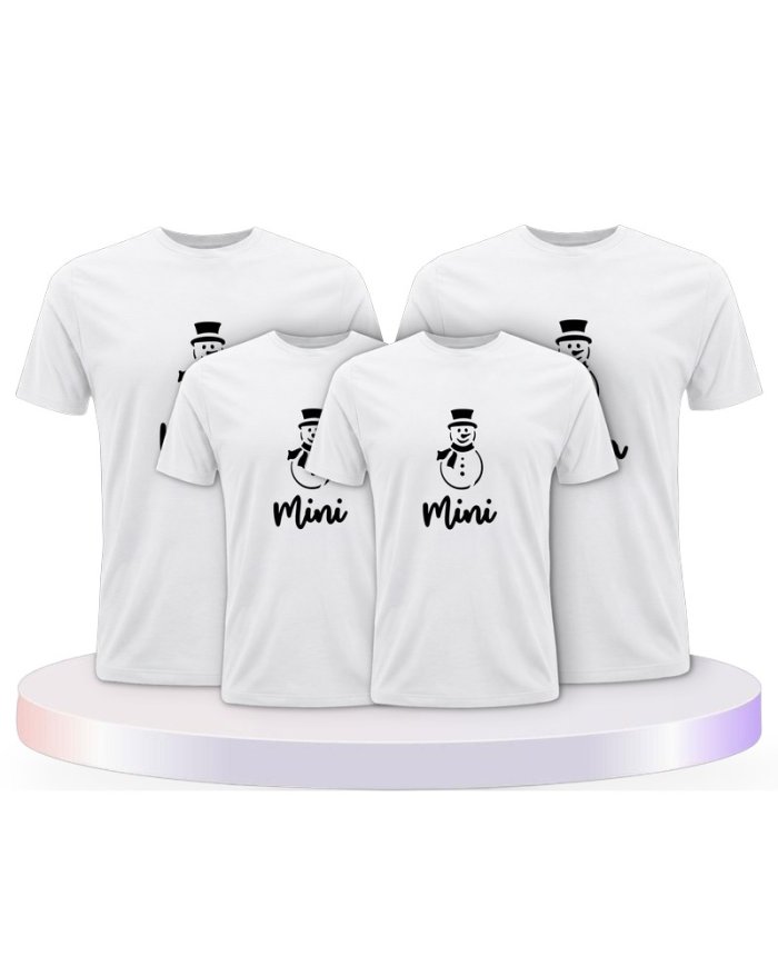 Familienlook T-Shirts mit Schneemann Papa Mama und Mini | Paarpulli