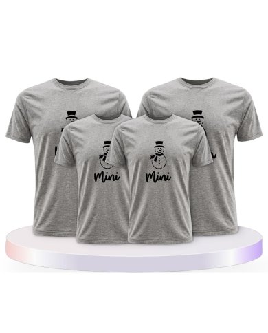 Familienlook T-Shirts mit Schneemann Papa Mama und Mini | Paarpulli