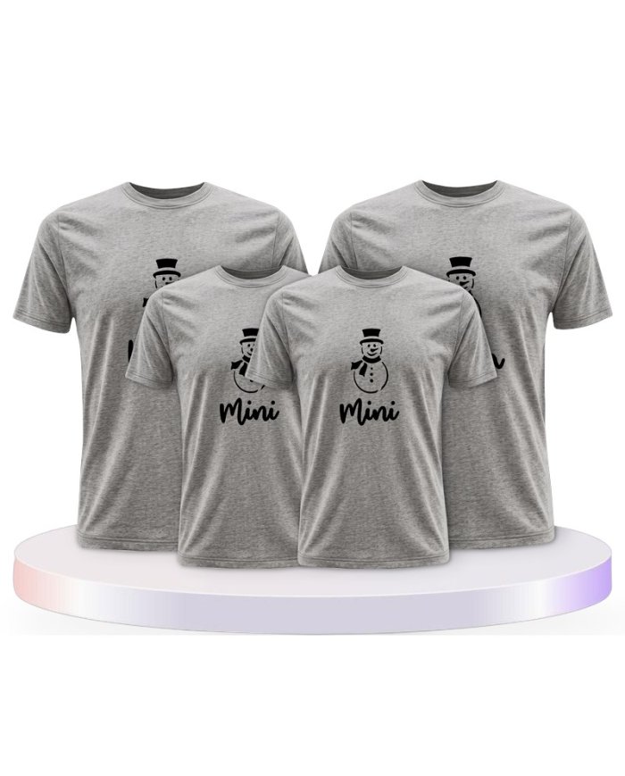 Familienlook T-Shirts mit Schneemann Papa Mama und Mini | Paarpulli