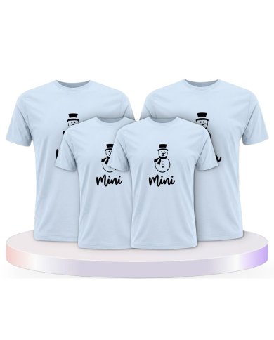 Familienlook T-Shirts mit Schneemann Papa Mama und Mini | Paarpulli