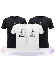 Familienlook T-Shirts mit Schneemann Papa Mama und Mini | Paarpulli