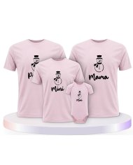 Familienlook T-Shirts mit Schneemann Papa Mama und Mini | Paarpulli