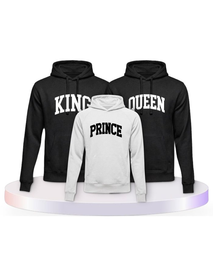 King Queen Prince Princess mit Kurviger Form Familien Hoodies |.
