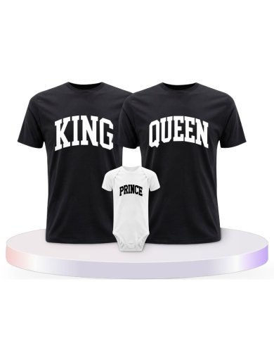 King Queen Prince Princess mit Kurviger Form Familien T-Shirts |.