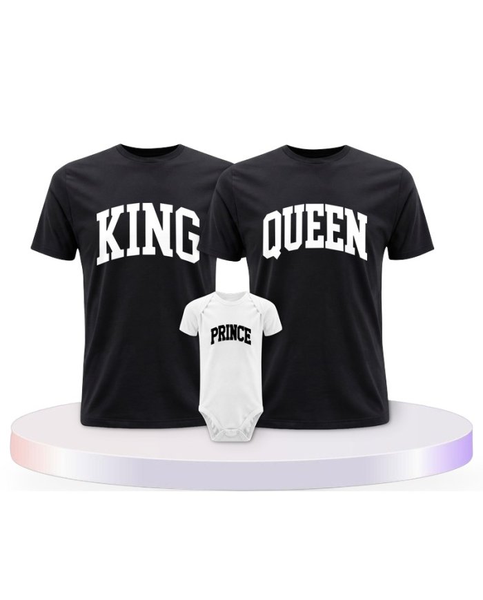 King Queen Prince Princess mit Kurviger Form Familien T-Shirts |.