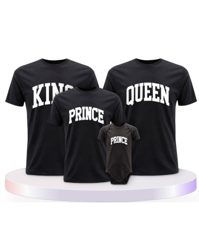 King Queen Prince Princess mit Kurviger Form Familien T-Shirts |.