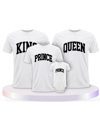 King Queen Prince Princess mit Kurviger Form Familien T-Shirts |.