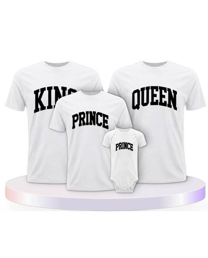 King Queen Prince Princess mit Kurviger Form Familien T-Shirts |.