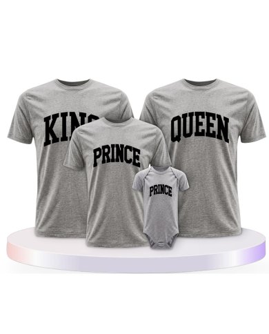 King Queen Prince Princess mit Kurviger Form Familien T-Shirts |.