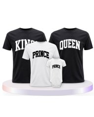 King Queen Prince Princess mit Kurviger Form Familien T-Shirts |.