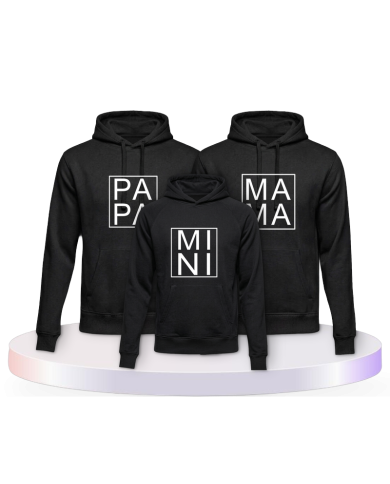 Papa Mama und Mini im Kasten als Familienset Hoodies | Paarpulli