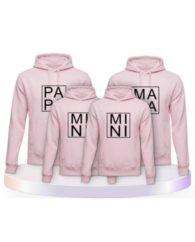 Papa, Mama und Mini im Kasten Familienset Hoodies | Paarpulli