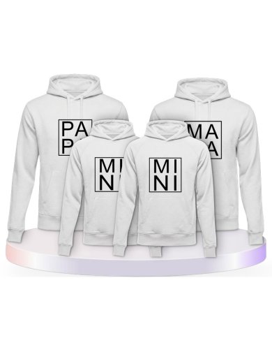 Papa, Mama und Mini im Kasten Familienset Hoodies | Paarpulli
