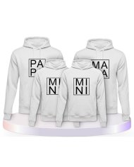 Papa, Mama und Mini im Kasten Familienset Hoodies | Paarpulli