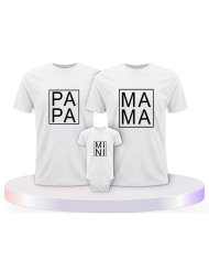 Familienlook T-Shirts mit Papa, Mama und Mini im Kasten | Paarpulli