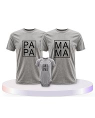 Familienlook T-Shirts mit Papa, Mama und Mini im Kasten | Paarpulli
