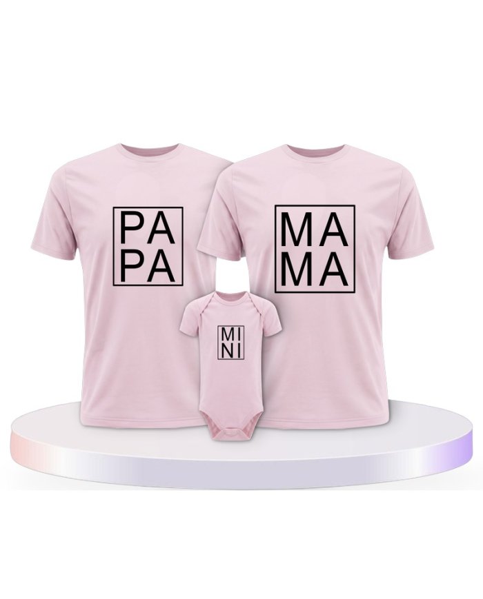 Familienlook T-Shirts mit Papa, Mama und Mini im Kasten | Paarpulli