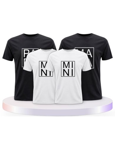 Familienlook T-Shirts mit Papa, Mama und Mini im Kasten | Paarpulli