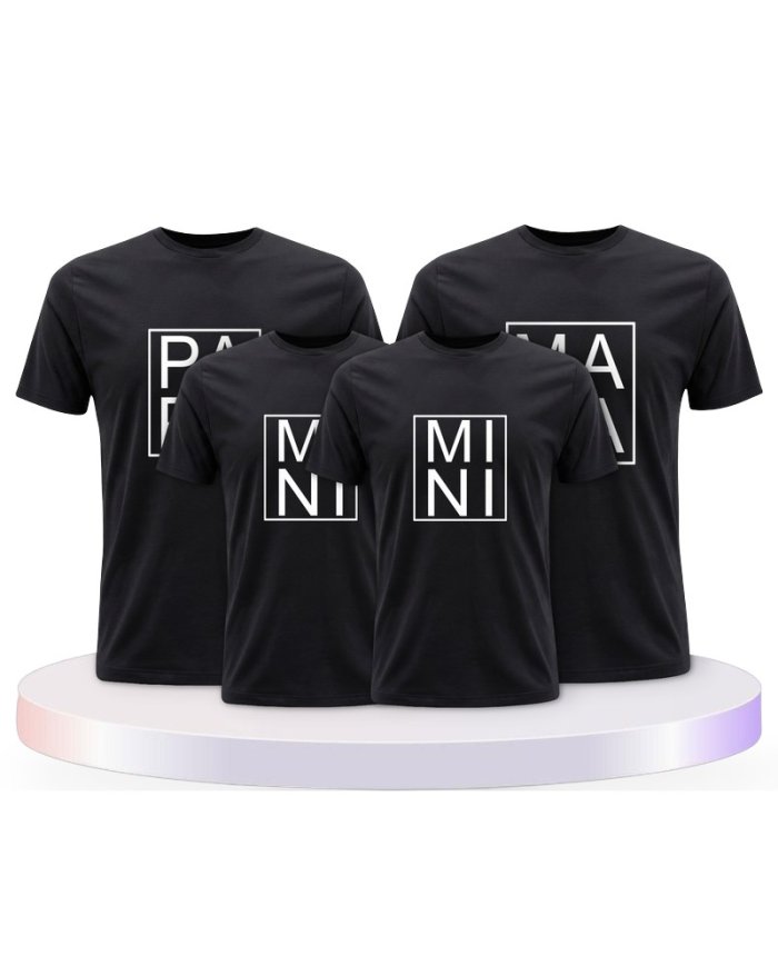 Familienlook T-Shirts mit Papa, Mama und Mini im Kasten | Paarpulli