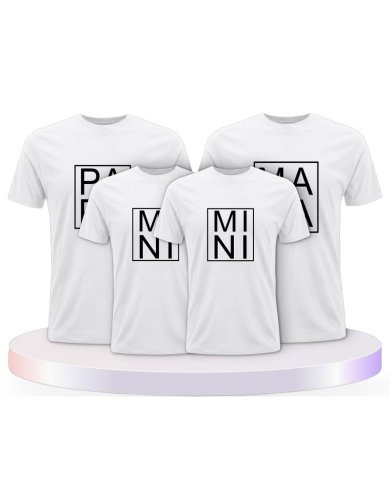 Familienlook T-Shirts mit Papa, Mama und Mini im Kasten | Paarpulli