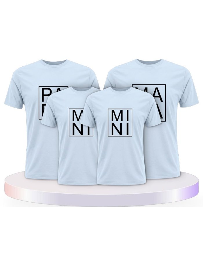 Familienlook T-Shirts mit Papa, Mama und Mini im Kasten | Paarpulli