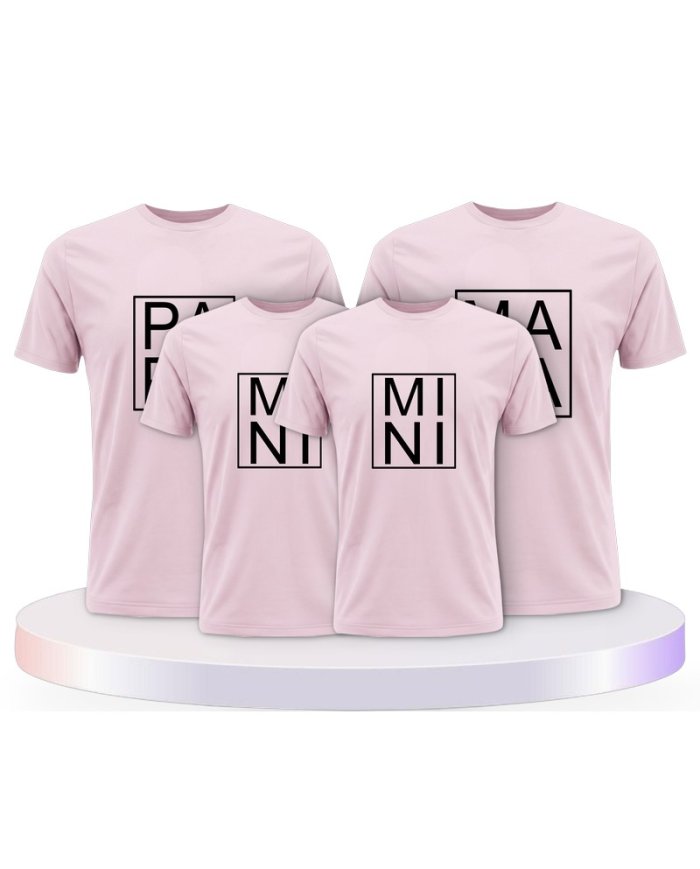 Familienlook T-Shirts mit Papa, Mama und Mini im Kasten | Paarpulli