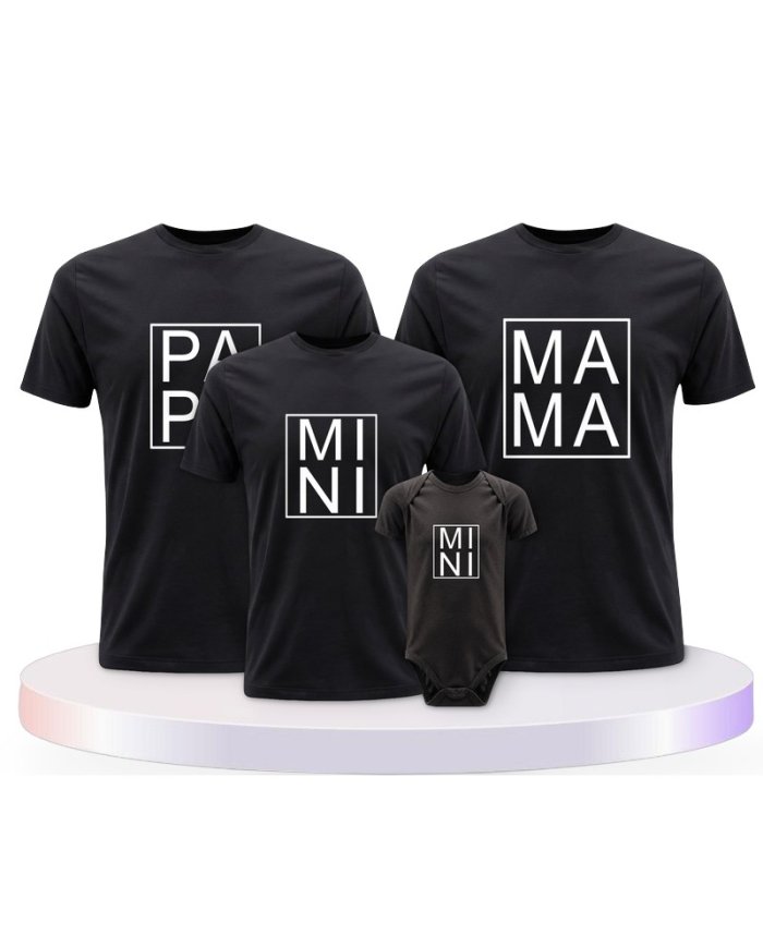 Familienlook T-Shirts mit Papa, Mama und Mini im Kasten | Paarpulli