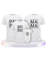 Familienlook T-Shirts mit Papa, Mama und Mini im Kasten | Paarpulli