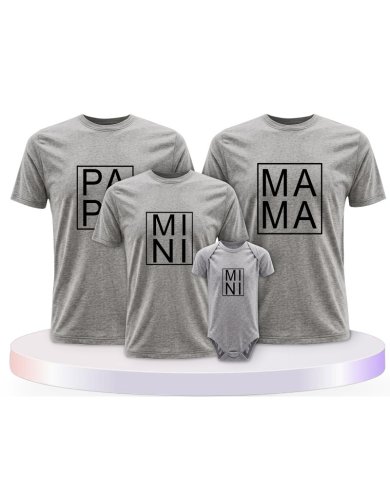 Familienlook T-Shirts mit Papa, Mama und Mini im Kasten | Paarpulli