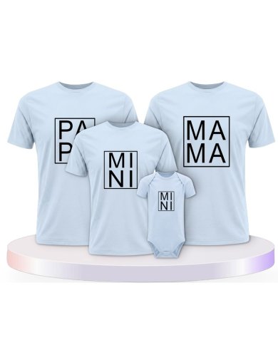 Familienlook T-Shirts mit Papa, Mama und Mini im Kasten | Paarpulli