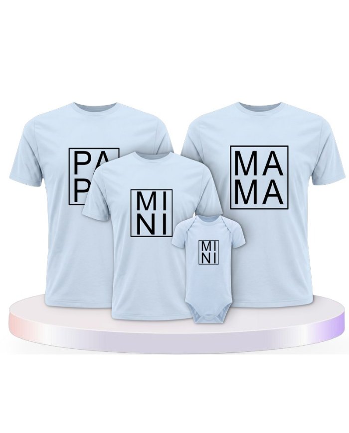 Familienlook T-Shirts mit Papa, Mama und Mini im Kasten | Paarpulli