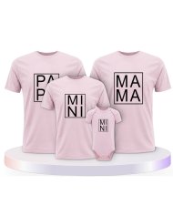 Familienlook T-Shirts mit Papa, Mama und Mini im Kasten | Paarpulli